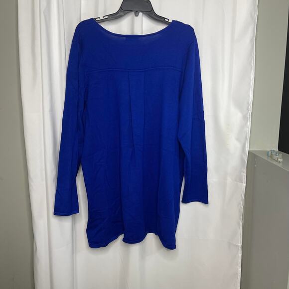 Tahari knit tunic sweater top women's 18 - 20 royal blue tunic style fine gauge - Picture 6 of 16